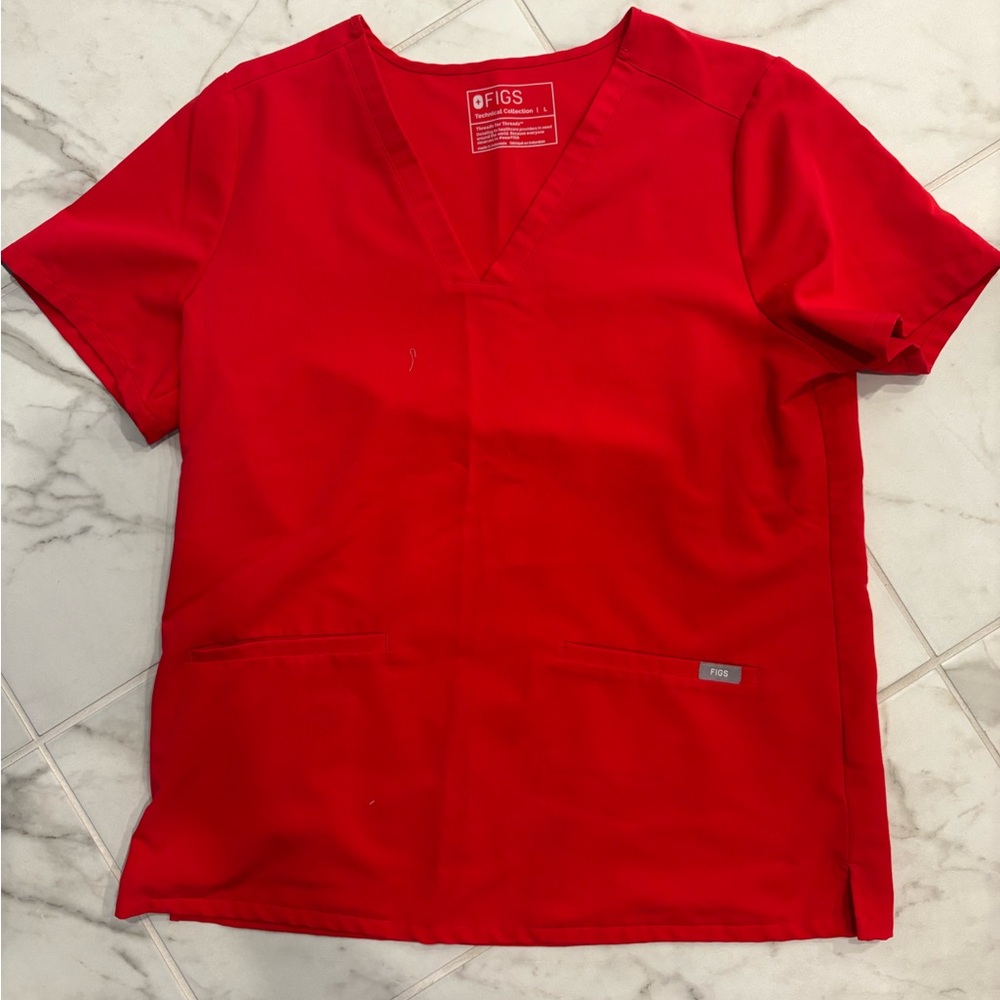 Figs Pop Red Medical Scrub Top